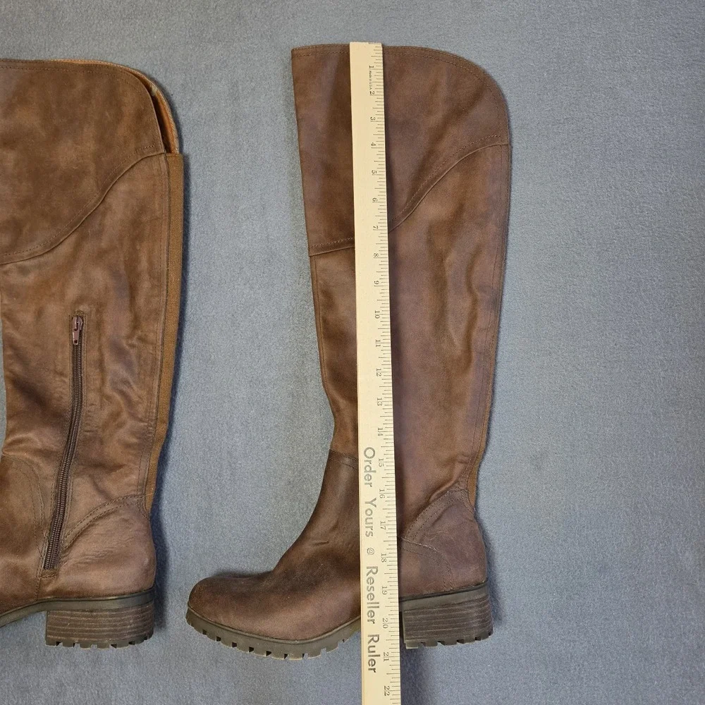 Lucky Brand Harleen Brown Tall Knee Boots Zip Side Women's Sz 9M
